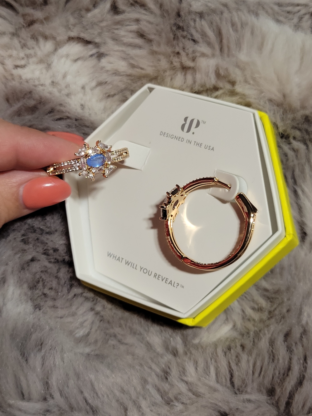 Rare Unicorn Rose Gold Hoop Earrings with Blue Oval Gem and Crystal Accents